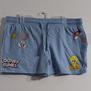 Looney Tunes Women's Light Blue Graphic Fleece Shorts, Size XXL(19), NWT